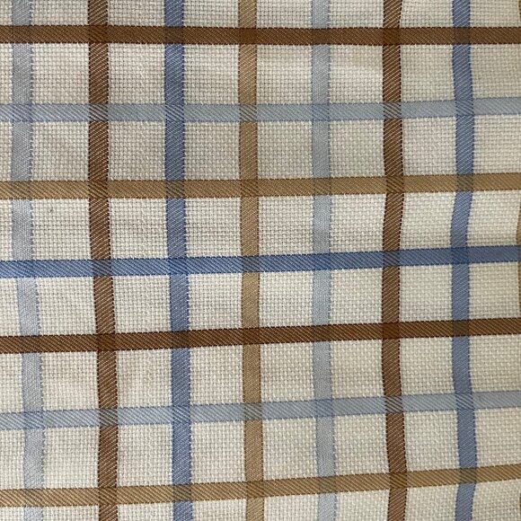 CANALI SS Designer Luxury 100% Cotton Check Shirt Made in Italy Wht Blue Tan M - Picture 5 of 13